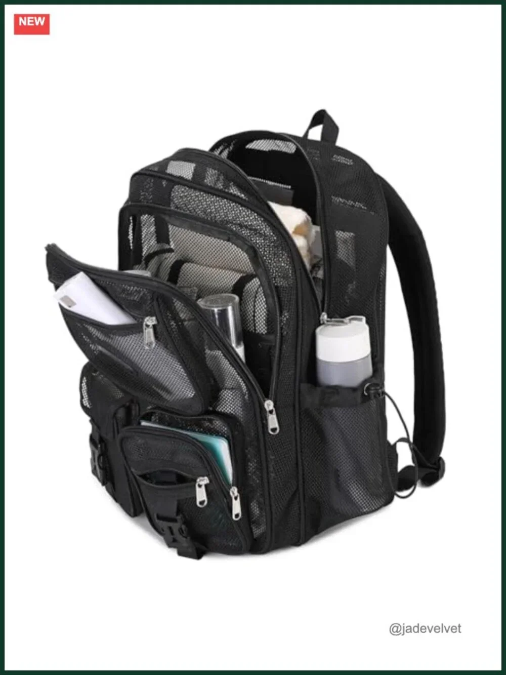 Mesh Backpack Heavy Duty See Through Net Bookbag for School Beach Travel Sports